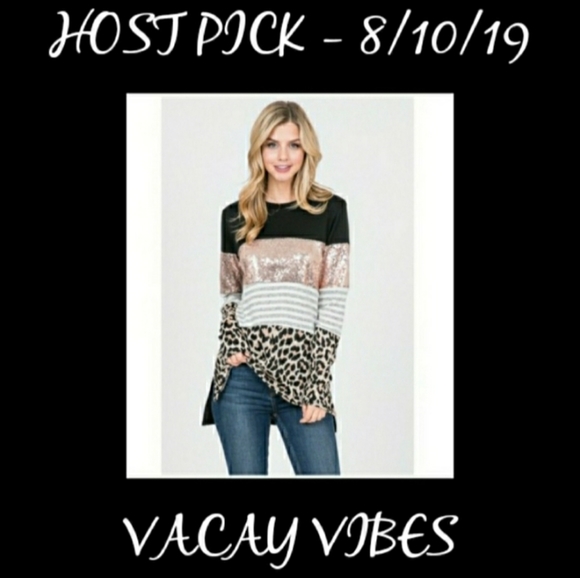 Sequined & Leopard Print Block Top - Picture 3 of 8